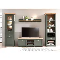 IMV Wohnwand Cambridge 288cm grün wotan eiche Anbauwand Wohnzimmer Schrankwand