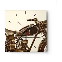 ARTTOR Wanduhr - Quadrat - Glasuhr - motor retro - 40x40cm - Schleichendes Uhrwerk - Lautlos - zum Aufhängen bereit - Dekoration Modern - Wanddekoration aus Glas - C3AC40x40-4086
