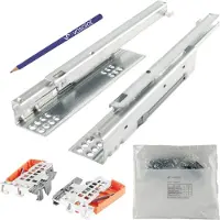 Vasalat Blum Tandem Teilauszug Set, Schubladenauszug 350mm Blumotion mit praktischer Blum Kupplung, Schubladenführung Tragkraft 30kg - 1 Paar Schubladenschienen mit Kupplung