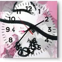 ARTTOR Wanduhr - Quadrat - Glasuhr - Frau Abstraktion - 40x40cm - Schleichendes Uhrwerk - Lautlos - zum Aufhängen bereit - Dekoration Modern - Wanddekoration aus Glas - C4AC40x40-3690