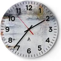 ARTTOR Wanduhr - Rund - Glasuhr - Abstraktion weiß verschwommen - 30x30cm - Schleichendes Uhrwerk - Lautlos - zum Aufhängen bereit - Dekoration Modern - Wanddekoration aus Glas - C4AR30x30-4535