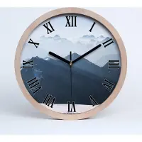 Tulup Holzuhr 20fi cm wanduhr - schwarze Spitzen - Berggipfel