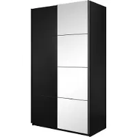 Masseno Schiebetürenschrank BETTINA 120 cm Kleiderschrank Schlafzimmer Schrank 2-türig mit Spiegel Schwarz