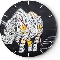 ARTTOR Wanduhr - Rund - Glasuhr - Nashorn modern - 30x30cm - Schleichendes Uhrwerk - Lautlos - zum Aufhängen bereit - Dekoration Modern - Wanddekoration aus Glas - C3AR30x30-3706