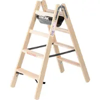 Proregal Stufen-Stehleiter Holz beidseitig begehbar 2x4 Stufen