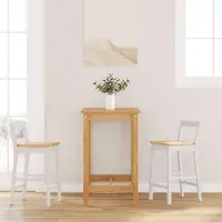 vidaXL Möbel Barhocker 2 Stk. Weiß Massivholz Gummibaum - Barhocker CC4493