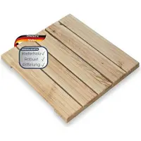 DELUKE Holzfliese Kiefernholz 47,5x47,5cm - Fliese Geriffelt | Terrassenfliese Holz quadratisch Terrassendiele mit Unterkonstruktion Balkon Bodenfliese