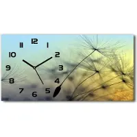 Tulup Wanduhr aus Glas – 60x30 cm - Glasbild - Glasuhr - Gehärtetes Glas - schwarze-zeiger - Löwenzahn Samen