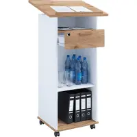 VCM Holz mobiles Rednerpult | Maße ca. H. 108 bis 120 cm x B. 60 cm x T. 50 cm | Stehpult mit Rollen| rollbar mit Schublade | Stehtisch - Melta