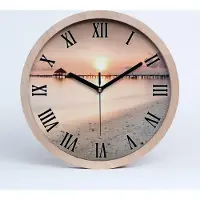 Tulup Holzuhr 30fi cm wanduhr - schwarze Spitzen - Malediven-Strand