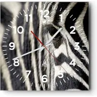 ARTTOR Wanduhr - Quadrat - Glasuhr - Zebra Streifen Tierwelt Safari - 30x30cm - Schleichendes Uhrwerk - Lautlos - zum Aufhängen bereit - Dekoration Modern - Wanddekoration aus Glas - C4AC30x30-2195