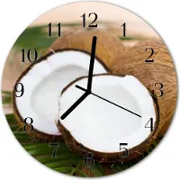 Tulup Glasuhr Wanduhr Küchenuhr Echt-Glas 30fi cm Kokosnüsse braun