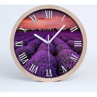 Tulup Holzuhr 25fi cm wanduhr - weiße Spitzen - Lavendelfeld