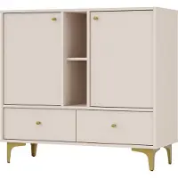 Masseno Kommode TORINO 100 cm Sideboard mit 2 Schubladen und 2 Türen für Wohnzimmer Schlafzimmer Modern 100x41x94 cm Beige / Beige