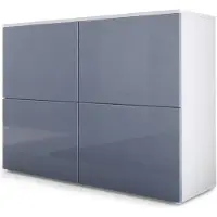 Vladon Sideboard Rova, Germany, Kommode mit 4 Türen, Weiß matt/Grau Hochglanz (92 x 72 x 35 cm)