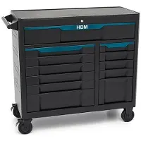 HBM Werkzeugwagen mit 12 Schubladen, 106 cm, schwarz-blau
