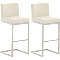 CLP 2er Set Barhocker Paros mit Kunstlederbezug Edelstahl Fußablage bis 240 kg creme