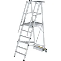 MUNK Günzburger Steigtechnik MUNK Podestleiter fahrbar mit schmaler Traverse 6 Stufen