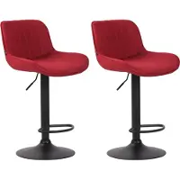 DELUKE 2er Set Barhocker BEKIM - Stoff Rot 50x50x86 cm Schwarz | Barstuhl Höhenverstellbar Mit Lehne Drehbar Tresenhocker Tresenstuhl Kneipenhocker