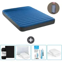 Intex Luftbett - 2 Personen - 152 x 203 x 22 cm - Blau - Inklusive Pumpe - Spannbettuch - Küssen - Reperaturset en Kissenschutz