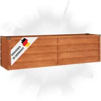 DELUKE Hochbeet aus Cortenstahl ISAK | unten offen | Pflanzenbeet Gartenbeet Metall Blumenbeet Beet hoch Frühbeet für Garten Gemüsebeet, 160x40x45cm
