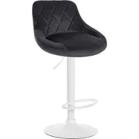 DELUKE Barhocker FALON - Samt Dunkelgrau 46x49x83 cm Weiß | Barstuhl Mit Lehne Drehbar Tresenhocker Tresenstuhl Kneipenhocker Kneipenstuhl