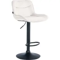 DELUKE Barhocker RAGAD - Samt Creme 49x51x85 cm Schwarz | Barstuhl Höhenverstellbar Mit Lehne Drehbar Tresenhocker Tresenstuhl Kneipenhocker Kneipenstuhl