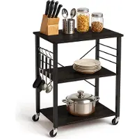 Goliving Küchenwagen - Küchenschrank - Küchenregal - Servierwagen - Küchenorganisator - Modern - 60x40x89 - Schwarzes Holz