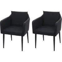 Mendler 2er-Set Esszimmerstuhl MCW-H93, Küchenstuhl Lehnstuhl Stuhl Kunstleder schwarz