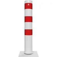 SCHAKE Stahlrohrpoller ortsfest aus Stahlrohr verzinkt Ø273x5,0mm weiß mit rot reflektierenden Leuchtstreifen zum Einbetonieren 2000mm Gesamtlänge