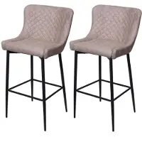 Mendler 2er-Set Barhocker HWC-H79, Barstuhl Tresenhocker, Vintage Metall Fußablage Stoff/Textil grau