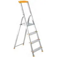 Proregal Metal Single Giraffe Einseitige-Aluminium-Bügelleiter mit Ablageschale | 4 Stufen | 152cm hoch | Leiter, Trittleiter, Bügelleiter, Stehleiter, Haushaltsleiter