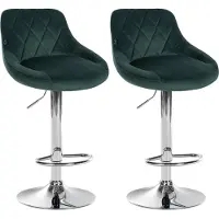 CLP 2er Set Barhocker Lazio Samt höhenverstellbar und 360 Grad drehbar dunkelgrün Gestell Farbe chrom