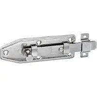 Alberts Fensterriegel | gerade, mit befestigter Schlaufe | Edelstahl | Platte 100 x 35 mm | 2er Set