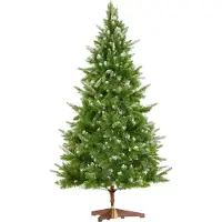 TecTake Weihnachtsbaum Blitzen künstlich in Grün, PVC- und Spritzgussnadeln, beschneite Spitzen klappbarer Baumständer aus Holz, 110 x 180 cm