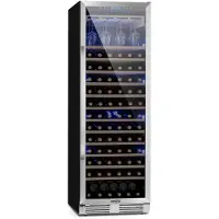 Klarstein Einbau-Weinkühlschrank, 1 Zonen Getränkekühlschrank Klein, Kleiner Weinschrank 433L, Wein-Kühlschrank Klein mit Glastür, Indoor/Outdoor Flaschenkühlschrank, Wine Fridge 165 Flaschen