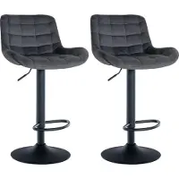 DELUKE 2er Set Barhocker CARAM - Samt Dunkelgrau 48x54x81 cm | Barstuhl Höhenverstellbar Mit Lehne Drehbar Tresenhocker Tresenstuhl Kneipenhocker