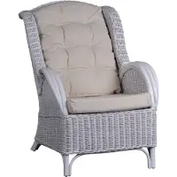 MiaMöbel Sessel 70x96x93 cm Landhausstil 100% Baumwolle Rattan Weiß