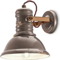 Licht-Erlebnisse Spot Strahler Metall Keramik verstellbar Taupe Shabby Antik Rostbraun E27 Vintage Keramiklampe