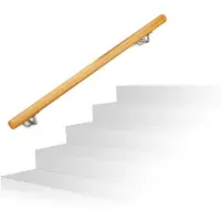 Relaxdays Handlauf Holz, Buche, 1000 mm/100 cm/1 m, Wandhalterung, mit Dübeln, rustikal 42 mm Durchmesser, natürlich