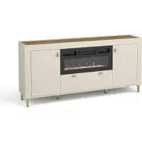Bettso Kommode mit Kamin für Wohnzimmer stilvolle Erwärmung MOSSA Cashmere Beige