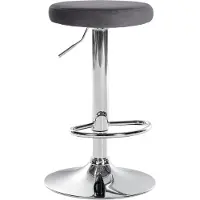 DELUKE Barhocker KAZON - Samt Dunkelgrau 38.5x38.5x60 cm Silber | Barstuhl Höhenverstellbar Tresenhocker Tresenstuhl Kneipenhocker Kneipenstuhl