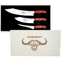 Giesser Messer PremiumCut 3er Set BBQ Messer 30cm 20cm 17cm Acryl Red Diamond