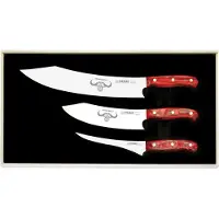 Giesser Messer PremiumCut 3er Set BBQ Messer 30cm 20cm 17cm Acryl Red Diamond