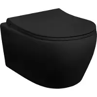 Aloni Spülrandloses Hänge WC Matt Schwarz Black WC Toilette Softclose Deckel NEU