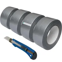 Scorprotect 4x Gewebeklebeband silbergrau Panzertape Gaffaband 48 mm x 50 m + Cuttermesser