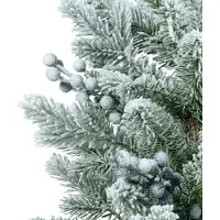 Everlands Tannenbaum künstlich mit Beeren und Zapfen auf Holzfuß 45cm Grün Weiß