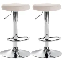 CLP 2er Set Barhocker Ponte Samt höhenverstellbar und drehbar | Farbe creme Material Gestell Metall in Chromoptik