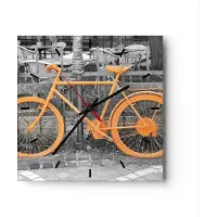 ARTTOR Wanduhr - Quadrat - Glasuhr - Fahrräder Sport Verkehr alt - 30x30cm - Schleichendes Uhrwerk - Lautlos - zum Aufhängen bereit - Dekoration Modern - Wanddekoration aus Glas - C3AC30x30-3134