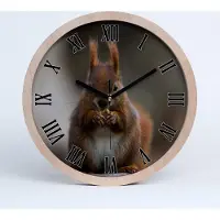 Tulup Holzuhr 30fi cm wanduhr - schwarze Spitzen - Eichhörnchen